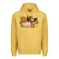 Antique Gold Farm Life Fall Pig Cow Rooster Premium Hoodie - Artiststas