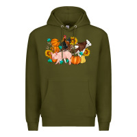 Army Green Farm Life Fall Pig Cow Rooster Premium Hoodie - Artiststas