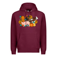 Burgundy Farm Life Fall Pig Cow Rooster Premium Hoodie - Artiststas