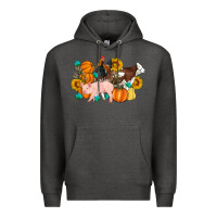 Charcoal Heather Farm Life Fall Pig Cow Rooster Premium Hoodie - Artiststas