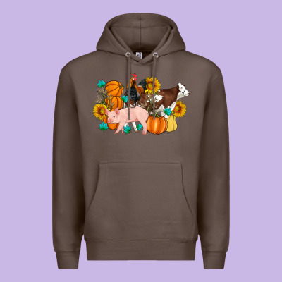 Farm Life Fall Pig Cow Rooster Premium Hoodie Designed By Artiststas