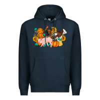 Navy Farm Life Fall Pig Cow Rooster Premium Hoodie - Artiststas