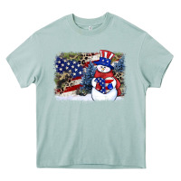 Arona Patriotic snowman background 4th of july Heavy Core Tee - HowdyJamesFarm
