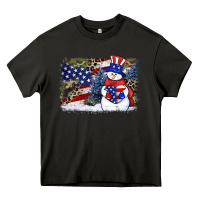 Asphalt Patriotic snowman background 4th of july Heavy Core Tee - HowdyJamesFarm