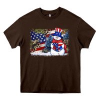 Patriotic Snowman Background 4th Of July Heavy Core Tee | Teevron