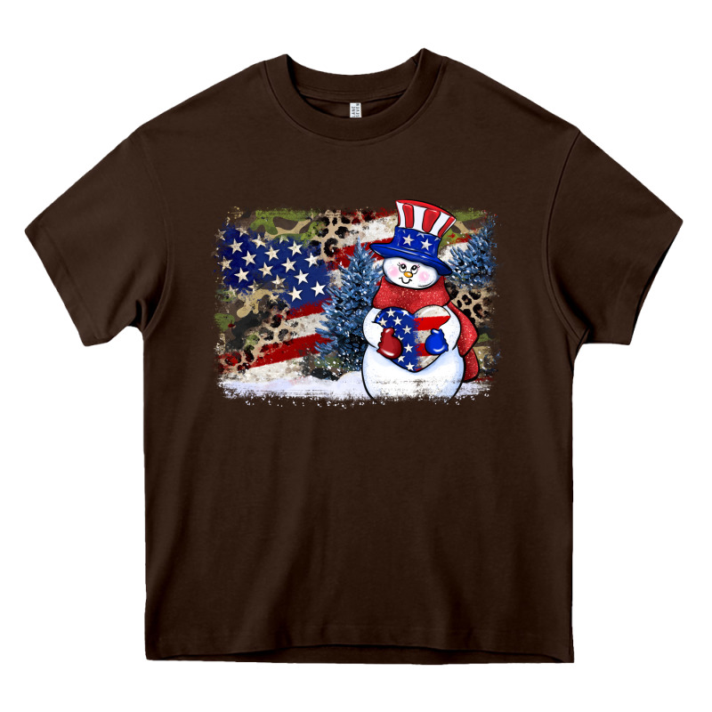 Patriotic Snowman Background 4th Of July Heavy Core Tee by HowdyJamesFarm | Teevron