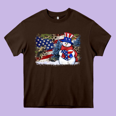 Patriotic Snowman Background 4th Of July Heavy Core Tee Designed By Howdyjamesfarm