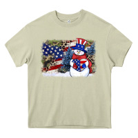 Mossy Patriotic snowman background 4th of july Heavy Core Tee - HowdyJamesFarm
