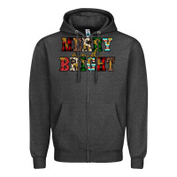 Charcoal Heather merry and bright Zipper Hoodie - JahusDesignShop