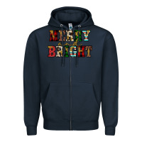 Navy merry and bright Zipper Hoodie - JahusDesignShop