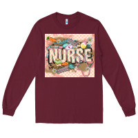 Burgundy Easter Nurse Long Sleeve Tee - LillyAllenDesigns