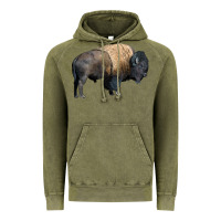 Vintage Olive Bison Buffalo Vintage Hoodie - LillyAllenDesigns