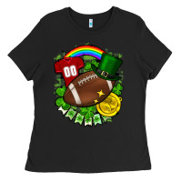 Black St. Patrick's Day American Football Ladies Tee - FaDigitalArtStudio