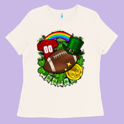 St. Patrick's Day American Football Ladies Tee Designed By Fadigitalartstudio
