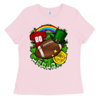 Bubblegum Pink St. Patrick's Day American Football Ladies Tee - FaDigitalArtStudio