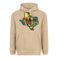 Mushroom western texas map with longhorn bull Heavyweight Hoodie - RanaPortraitStore