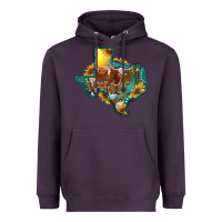 Plum western texas map with longhorn bull Heavyweight Hoodie - RanaPortraitStore