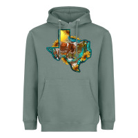 Sage western texas map with longhorn bull Heavyweight Hoodie - RanaPortraitStore