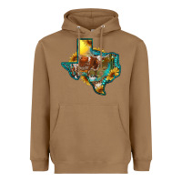 Western Texas Map With Longhorn Bull Heavyweight Hoodie | Teevron