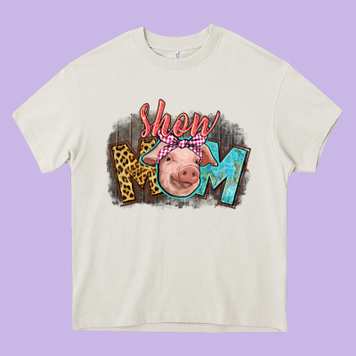 Show Mom Pig Heavy Core Tee Designed By Cowgirlartshop