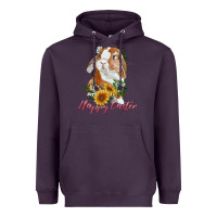Plum happy easter with bunny and sunflowers Heavyweight Hoodie - RanaPortraitStore