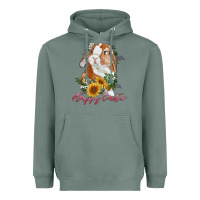 Sage happy easter with bunny and sunflowers Heavyweight Hoodie - RanaPortraitStore