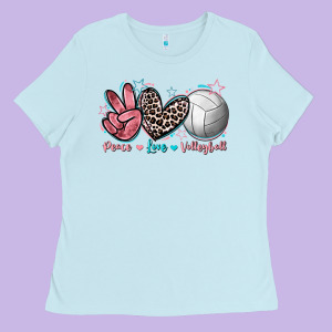 Peace Love Volleyball Ladies Tee Designed By Fadigitalartstudio