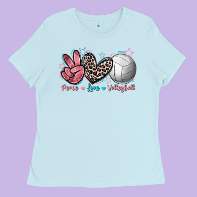 Peace Love Volleyball Ladies Tee Designed By Fadigitalartstudio