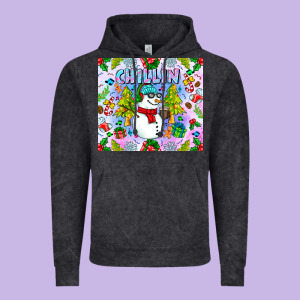 Chillin Snow Vintage Hoodie Designed By Cowhidedigitalart