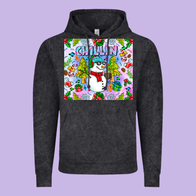 Chillin Snow Vintage Hoodie Designed By Cowhidedigitalart
