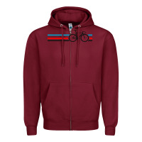 Burgundy bike stripes Zipper Hoodie - artisFamous