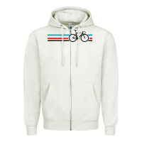 Oatmeal Heather bike stripes Zipper Hoodie - artisFamous