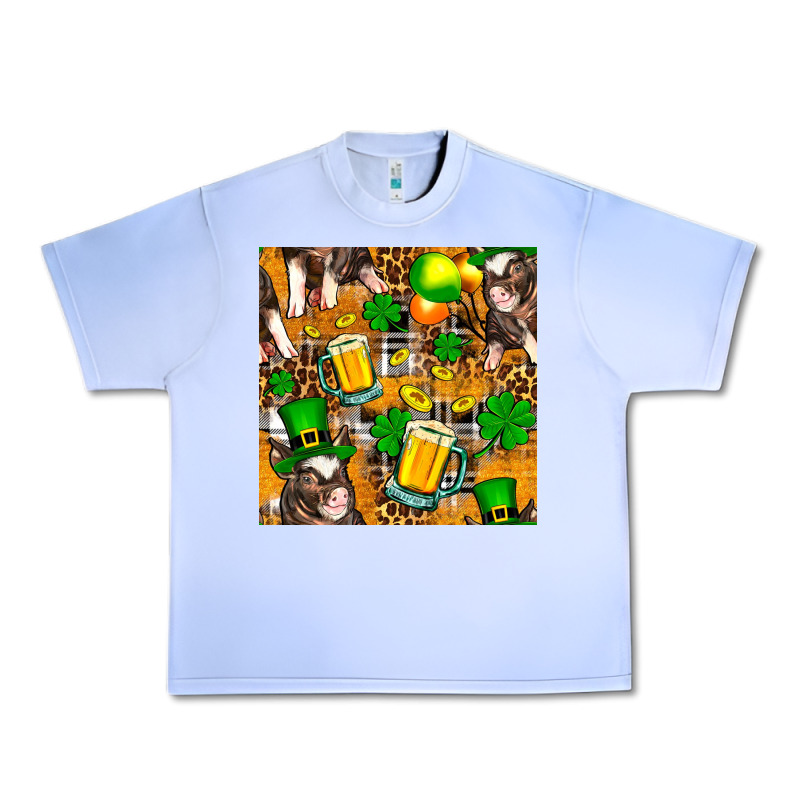 St. Patrick's Day Pig With Beer And Shamrock Seamless Urban Heavy Tee by FaDigitalArtStudio | Teevron