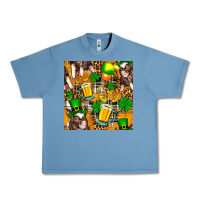 Pebble Blue St. Patrick's Day Pig With Beer And Shamrock Seamless Urban Heavy Tee - FaDigitalArtStudio