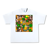 White St. Patrick's Day Pig With Beer And Shamrock Seamless Urban Heavy Tee - FaDigitalArtStudio