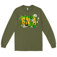 Army Green St. Patricks Day Cna Long Sleeve Tee - CowhideDigitalArt