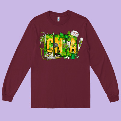 St. Patricks Day Cna Long Sleeve Tee Designed By Cowhidedigitalart