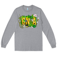 Heather Grey St. Patricks Day Cna Long Sleeve Tee - CowhideDigitalArt