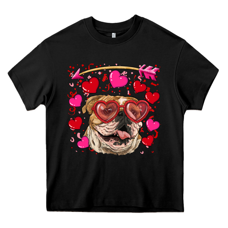 Valentine's Day  Brown English Bulldog Heavy Core Tee by RanaPortraitStore | Teevron