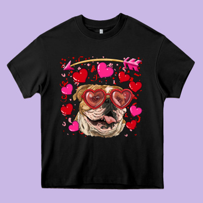 Valentine's Day  Brown English Bulldog Heavy Core Tee Designed By Ranaportraitstore
