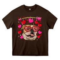 Chocolate Brown valentine's day  brown english bulldog Heavy Core Tee - RanaPortraitStore