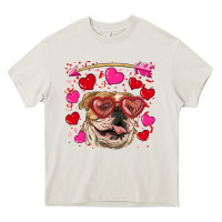 Cream valentine's day  brown english bulldog Heavy Core Tee - RanaPortraitStore