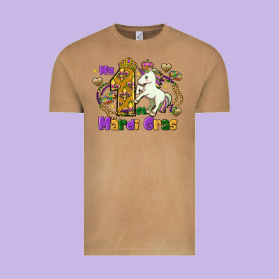 My First Mardi Gras Unicorn Vintage Tee Designed By Fadigitalartstudio