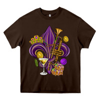 Chocolate Brown Fleur de lis Mardi Gras Heavy Core Tee - HowdyJamesFarm