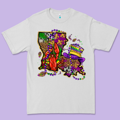 Mardi Gras Louisiana Map Premium Tee Designed By Oliviacreatesart