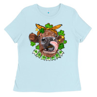 Baby Blue St. Patrick's Day cow Ladies Tee - FaDigitalArtStudio