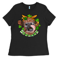 Black St. Patrick's Day cow Ladies Tee - FaDigitalArtStudio