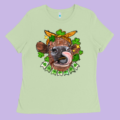 St. Patrick's Day Cow Ladies Tee Designed By Fadigitalartstudio