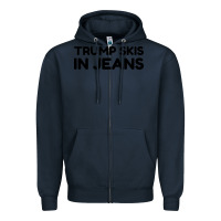 Navy trump skis in jeans Zipper Hoodie - artisFamous