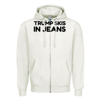 Oatmeal Heather trump skis in jeans Zipper Hoodie - artisFamous